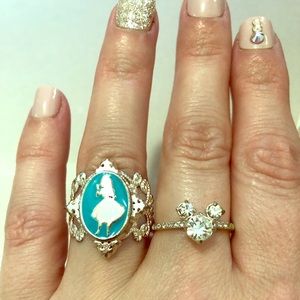 Disney Mickey Mouse & Alice in Wonderland Ring Set